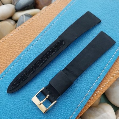 3/4'' Kalbe Lico Italy Black Satin Strap Long 1960s-1970s nos Vintage Watch Band