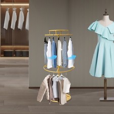 Rotatable Round Clothes Rack, 2-tier Clothing Rack, Floor-Standing Circular Rack