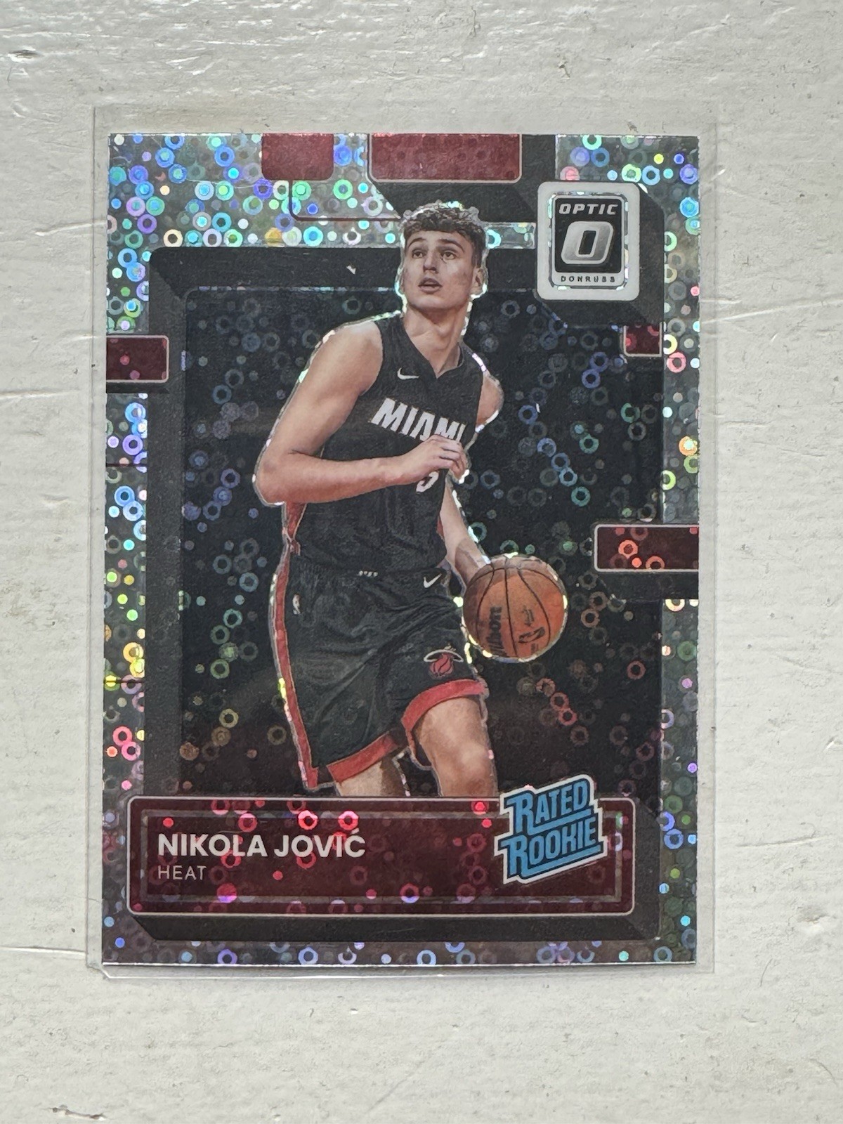 Nikola Jovic 2022-23 Optic Fastbreak Silver Disco Rated Rookie #224 Miami Heat
