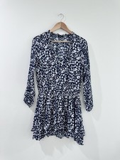 Rails Kingsley flower bomb ruffle dress blue white XS