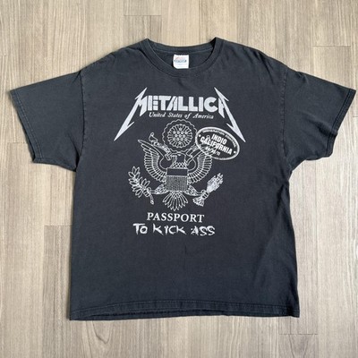 Vintage Metallica Passport To Kick Ass Shirt Mens Large Black Eagle Band Tee
