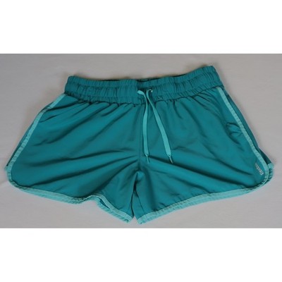 Reebok Womens XL Teal Blue Athletic Running Shorts Mesh Trim Drawstring Pockets
