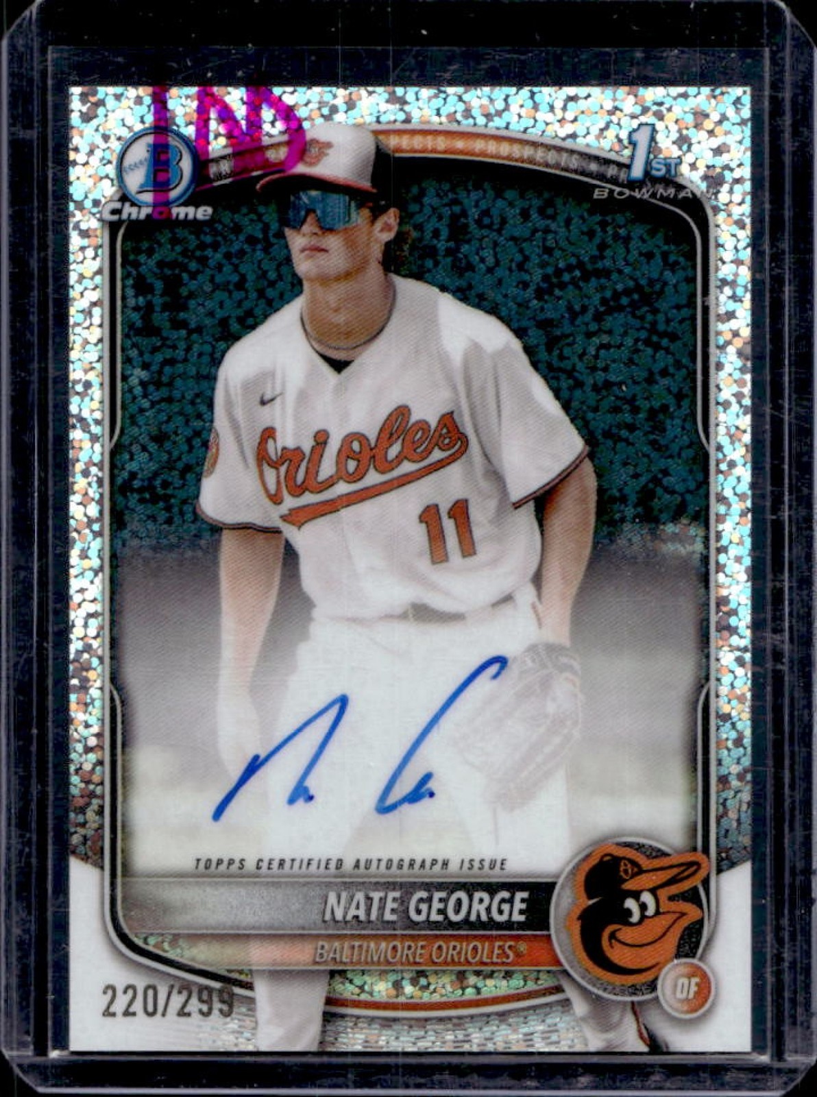 2025 Bowman Chrome Nate George Auto Speckle Refractor 1st Prospect #220/299
