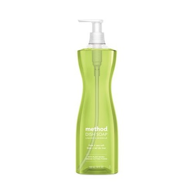 Method Dish Soap, Lime and Sea Salt Scent, 18 oz Pump Bottle, 5/Pack