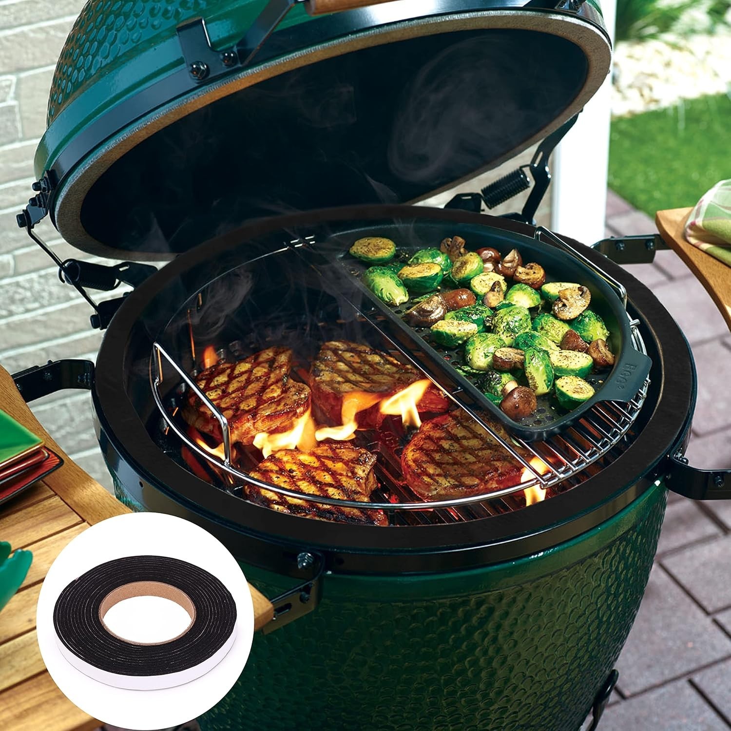 15 Ft High Heat Smoker Gasket for BBQ, Self-Stick Grill Seal Tape, Free Ship