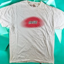 Vintage 90s Coca Cola T Shirt Medium White Stedman Hanes Swirl Logo USA
