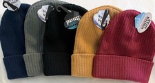 New Rib Knit Cuffed Beanie Blue Black Gray Maroon Yellow Warm Soft PACK OF 5