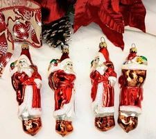 4 Old World Christmas Blown Glass Santa Ornament
