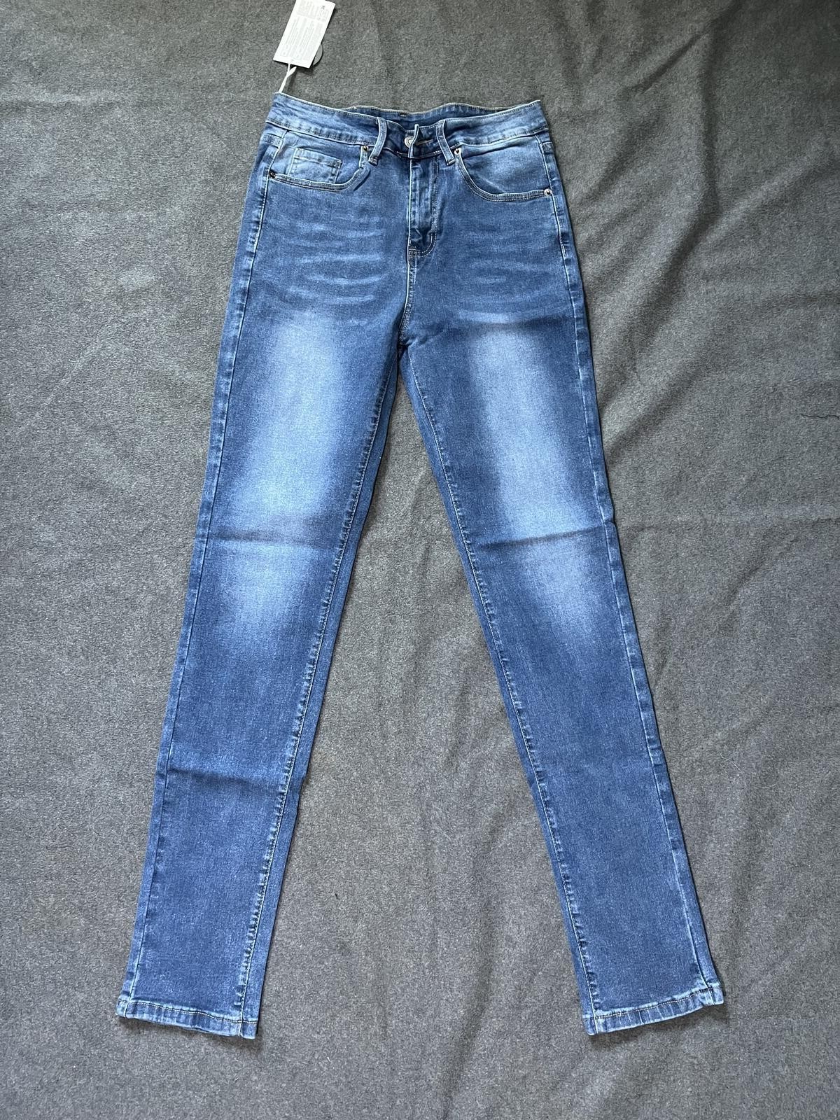 31"/33" Inseam Long Stretch Denim Pants Straight Leg Mid Ris