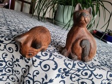 Wooden Cat Ornament  x2