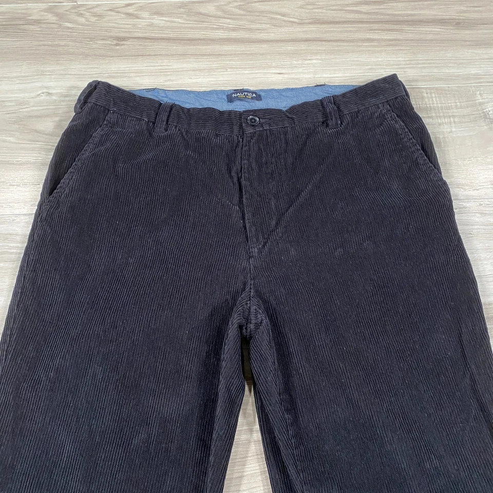 Pantalones de Pana Nautica Hombres 36x32 Negro Algodón Chino Caqui Calce Clásico Pantalón de Cubierta Foto 2 de 4