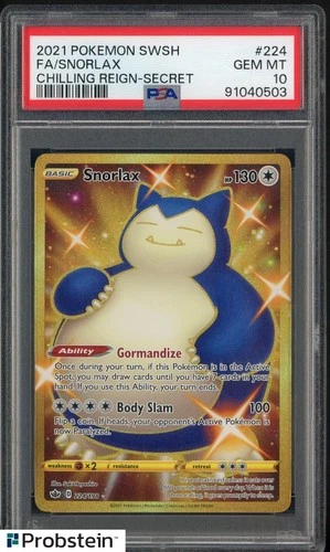 2021 Pokemon SWSH Chilling Reign Secret #224 FA Snorlax PSA 10 GEM MINT
