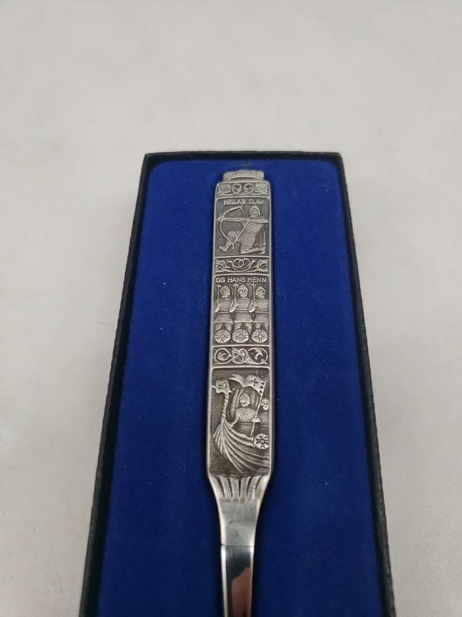 Vintage Konge Tinn Norwegian Pewter Spoon w/ Box - 11593 Teskje 1