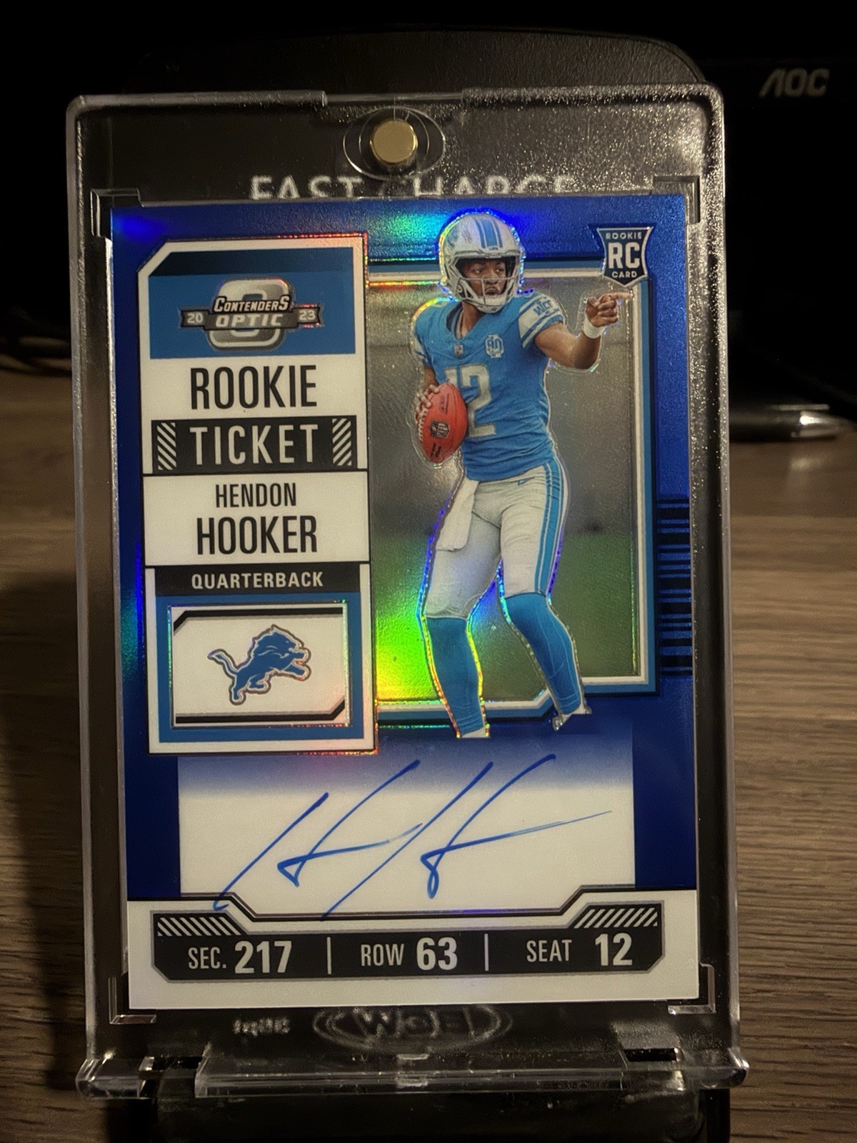 2023 Panini Contenders Optic Hendon Hooker Blue /75 Auto Rookie Ticket Lions