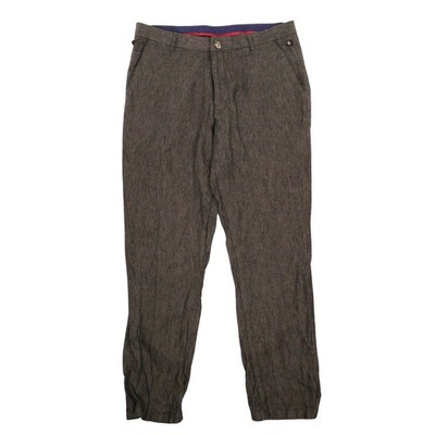 Zylus Trousers Lightweight Breathable Textured Brown/Gray Linen Men 34x30