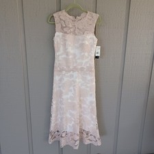 Betsy And Adam Embroidered Midi Dress Size 4 Women Wedding Guest Sleeveless