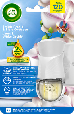 Air Wick Elektrischer Stecker + Frische Wäsche Nachfüller Weiße Orchidee 19ml