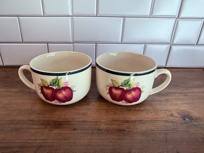 Vintage 2 Four Star Stoneware Apple Handled Soup Mug