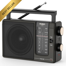 Portable AM FM Radio PRUNUS J03 Plug In AA Battery Large Speaker Senior Home Use