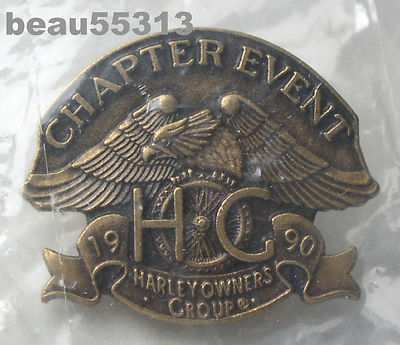 HARLEY DAVIDSON OWNERS GROUP CHAPTER EVENT 1990 HOG VEST JACKET HAT PIN 