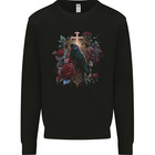 A Gothic Bird and Cross in Roses Gothic Mens Sweatshirt Jumper