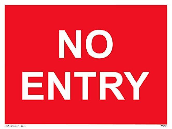Confezione da 5  No EnTRY sfondo rosso bianco segno  200 x 150 mm  A5L