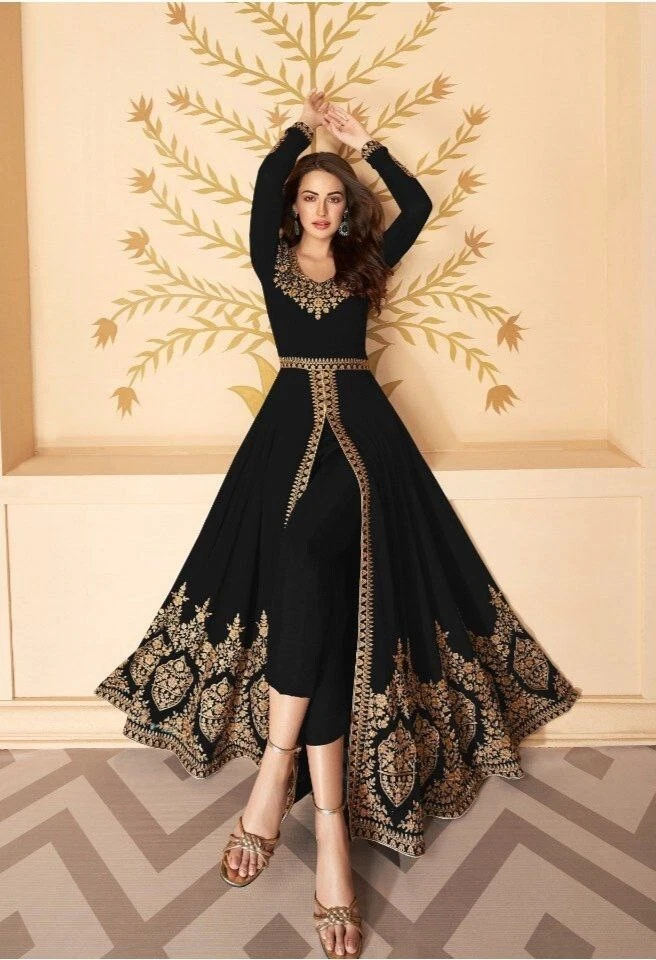 Buy Black Latest Designer Party Wear Net Gown Suit | Anarkali Suits