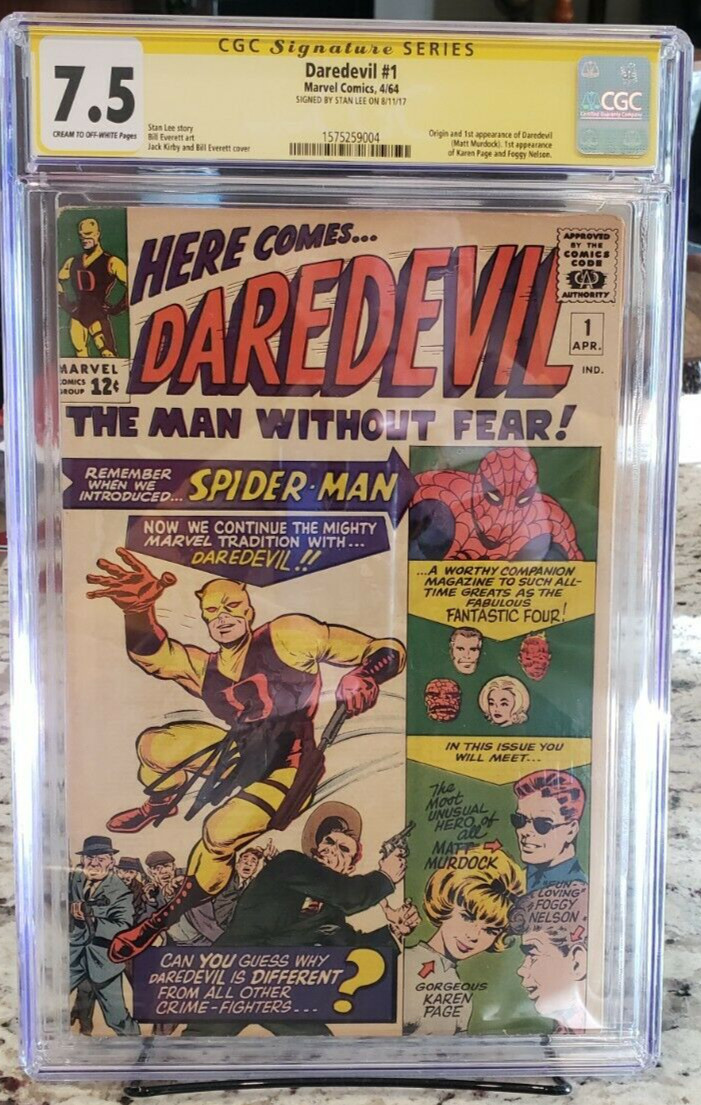 DAREDEVIL #1 CGC 7.5! Signature Series STAN LEE! 1964 First App of Matt Murdock!