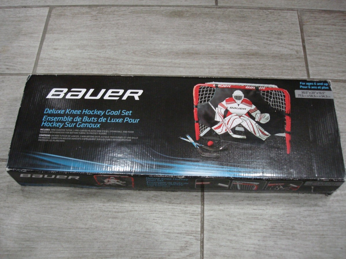 NEW Knee Hockey Goal Set W/Goalie Red/Black