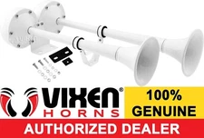 LOUD DUAL TRUMPET MARINE GRADE STAINLESS STEEL AIR HORN 12V WHITE VXH2112MAR-W