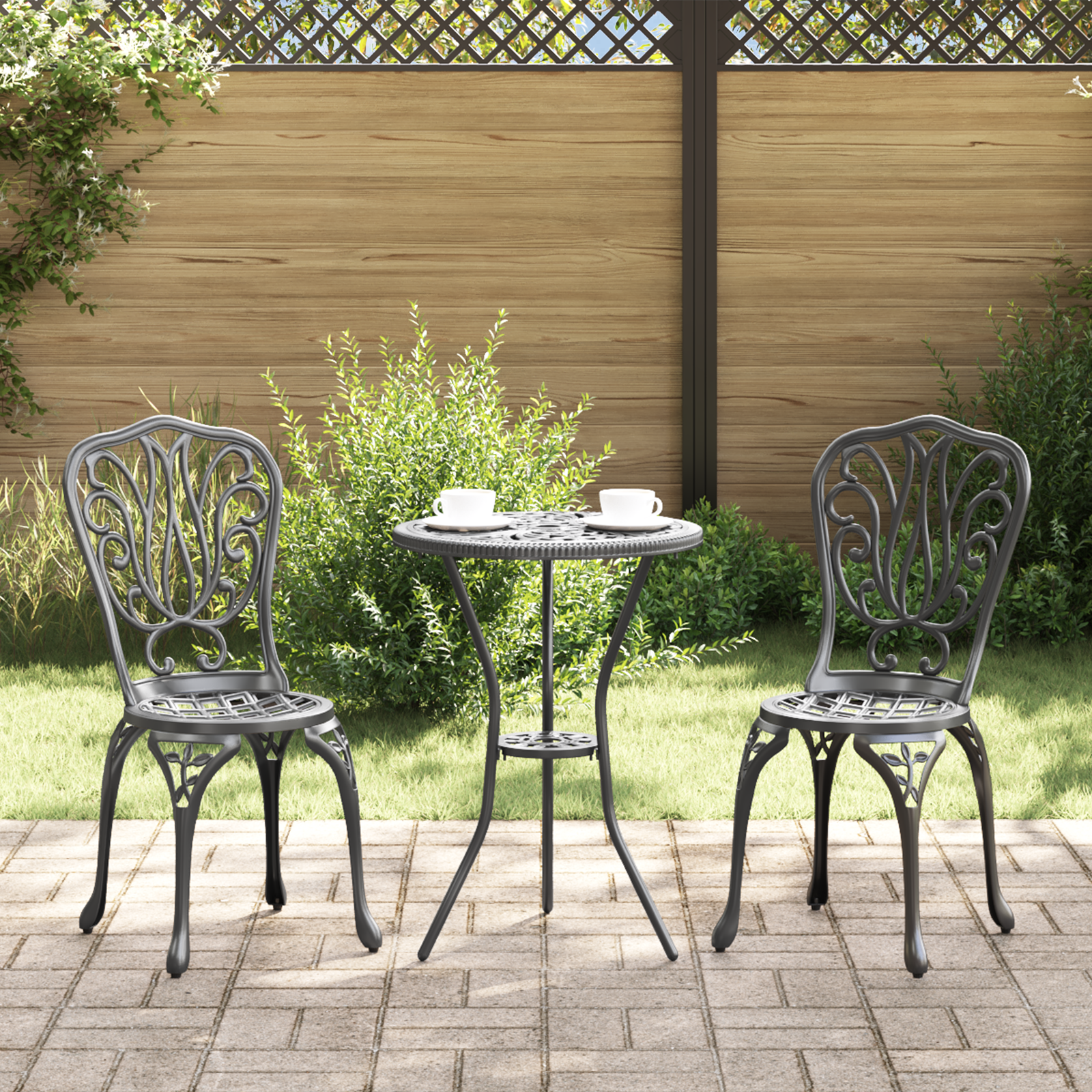 Set Bistro Giardino 3 Pezzi in Alluminio Nero 2104670