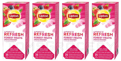 4 LIPTON REFRESH FOREST FRUITS Flavor Black Tea Boxes (100 servings)