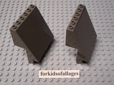 2x Lego 30156 Panel 4x6x6 Sloped Old Dark Gray Wall Castle / Ninja