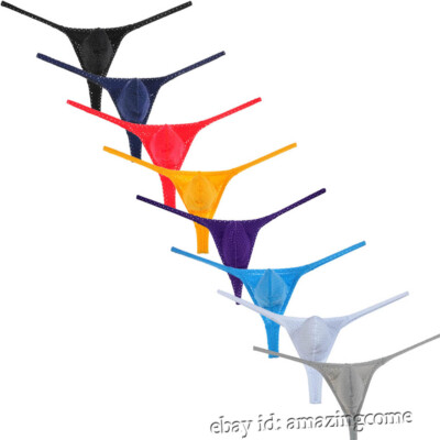 Sexy Men Mini Bikini Thong Underwear Guys Posing Tangas Contour Pouch G-string