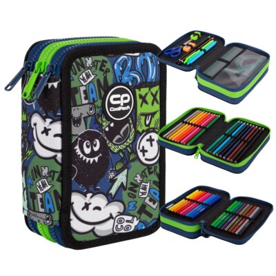 Dreifaches Federmäppchen mit Ausstattung COOLPACK JUMPER 3 MONSTER TEAM
