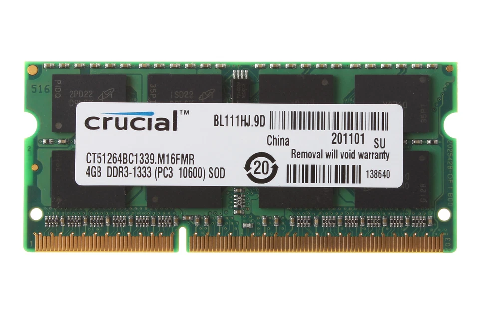 Crucial 16GB RAM 4X 4GB 2RX8 PC3-10600S DDR3 1333Mhz 204Pin SODIMM Laptop Memory - Image 2 of 4