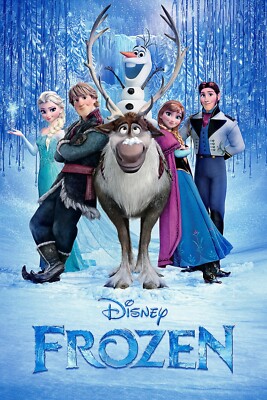 2013 Disney Frozen Movie Poster 11X17 Anna Elsa Olaf Kristoff Sven  Arendelle ❄🍿