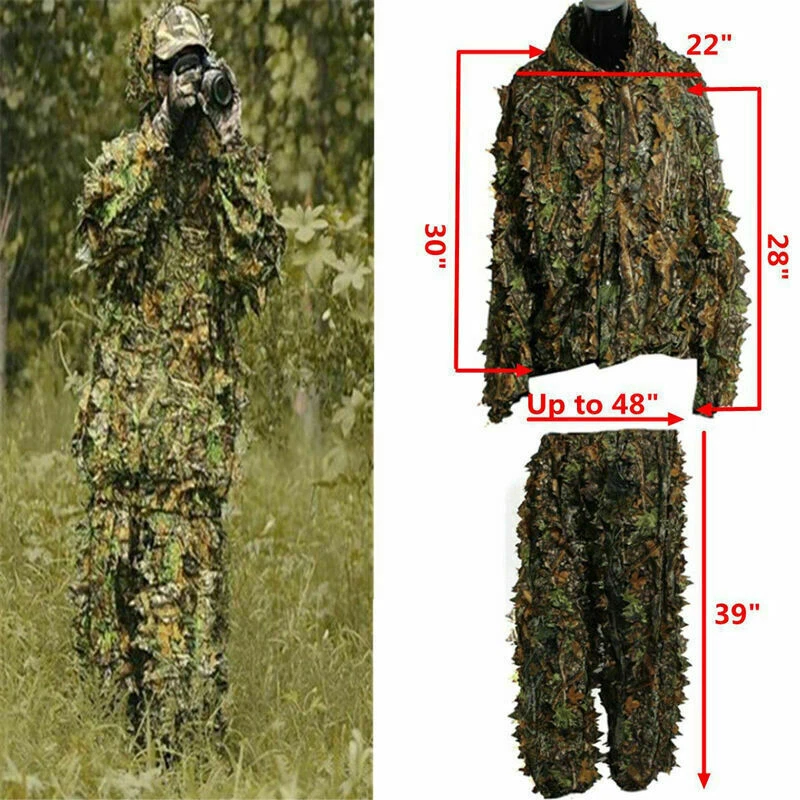 3D Ghillie Suit woodland Dschungel Tarnanzug Kleidung Camo Camouflage Jagd ZC - Bild 2 von 4