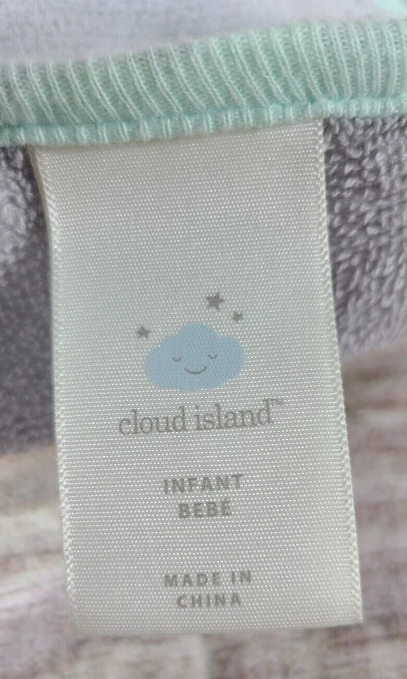 Cloud Island Terry Plush Elephant Lovey Washcloth Gray Mint Trim 9" x 9" 2019 - Image 3 of 3