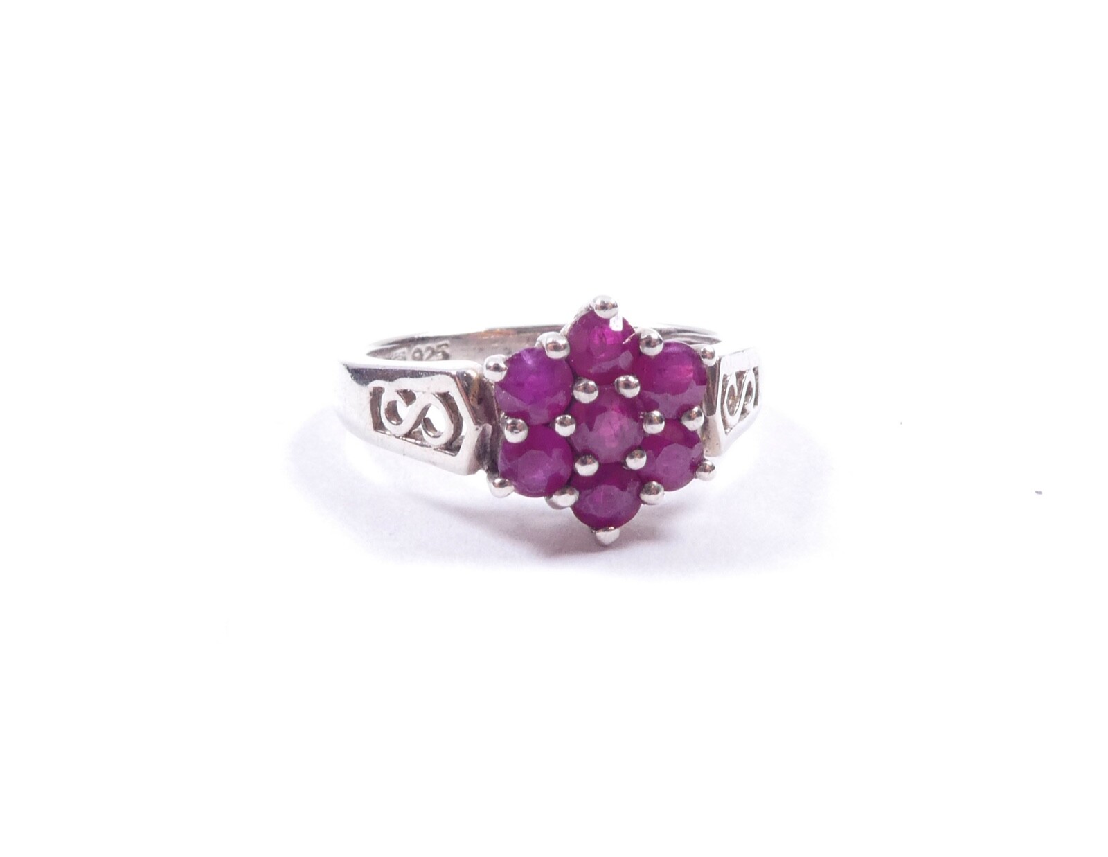 Ruby Flower Cluster Ring 925 Sterling Silver Infi… - image 8