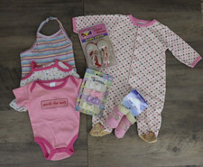 Baby Girls Size 3-6 Months Lot Bundle Sleeper Tops Shirts Bodysuit Headbands