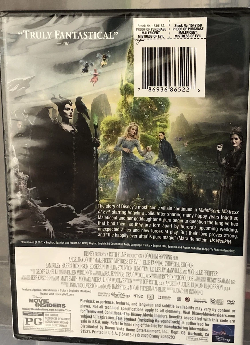 Maleficent Mistress OF Evil DVD Angelina Jolie Elle Fanning