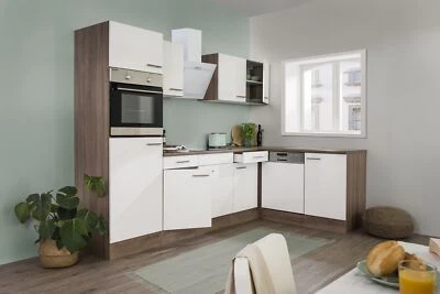 Küche Küchenzeile Winkelküche Eiche York Weiß Oliver 280 x 172 cm Respekta - Bild 1 von 4