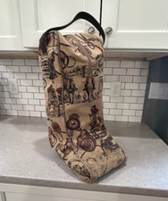 Rare-Enid Collins of Texas Canvas Tapestry Equestrian Hunt Boot Bag 1990s Exclnt