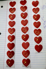 500 Count VALENTINE  S RED  Gold Design STICKERS  Approx 1" Size