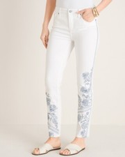 Chicos So Slimming No-Stain Embroidered Girlfriend Ankle Jeans Size 3R (16-XL)