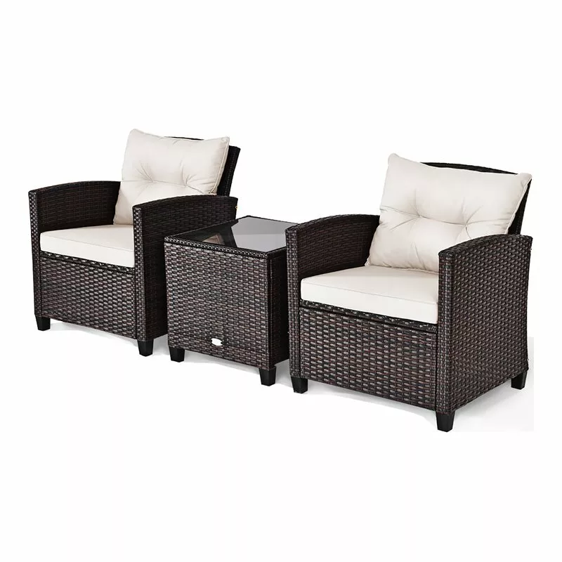 Costway 3 piece cheap rattan patio set