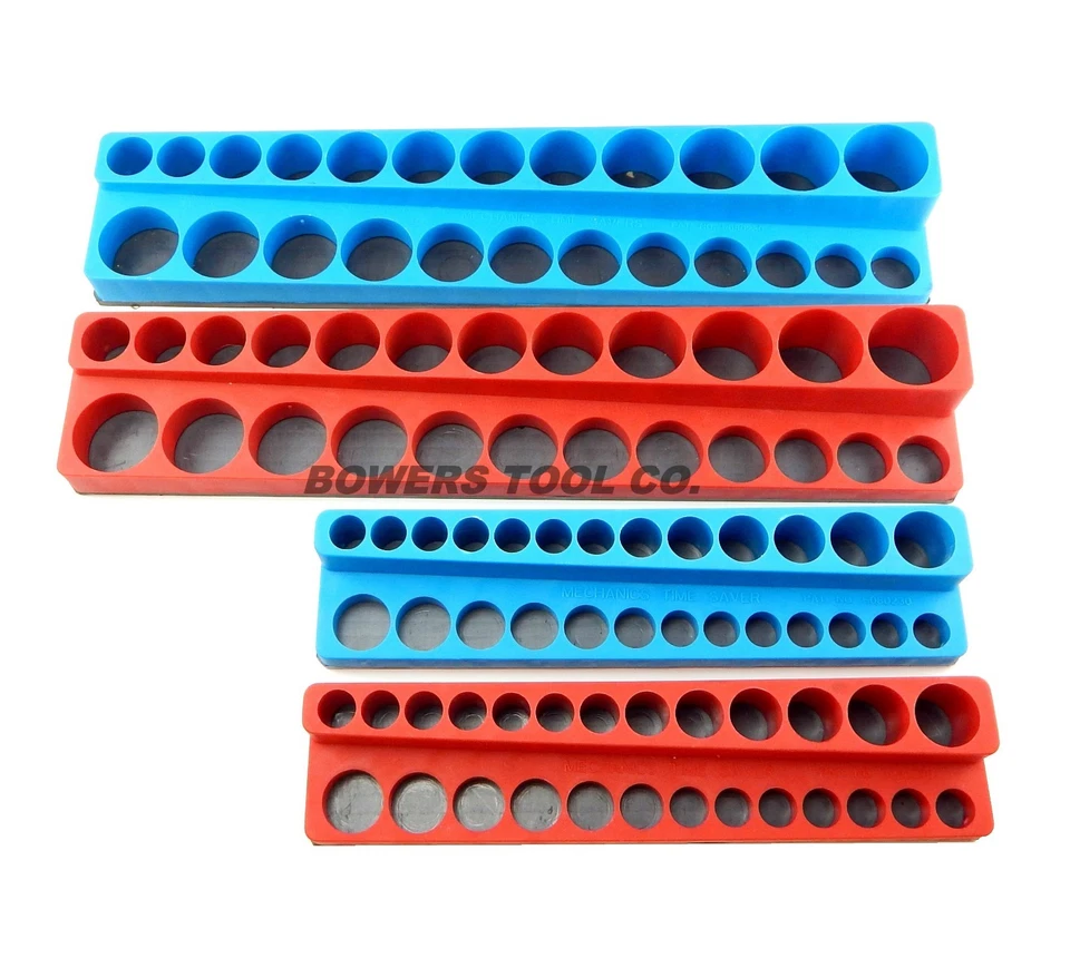 MTS Magnetic Socket Organizer Set 4pc 3/8 1/4 Metric SAE Mechanics Time Saver RB - Image 2 of 4