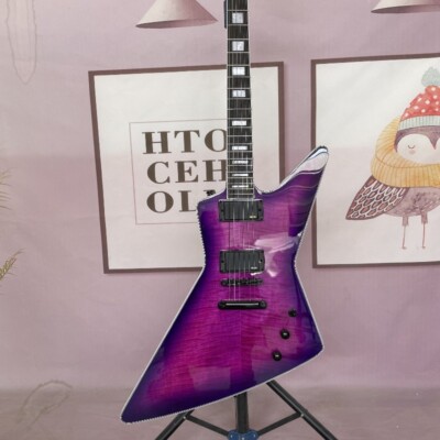 Custom Explorer Electric Guitar Purple Flamed Maple Top HH Pickup
