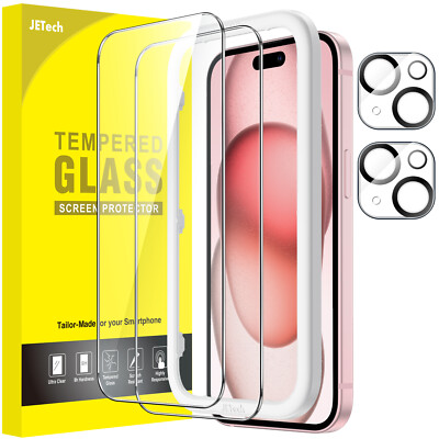 JETech Screen Protector for iPhone 15/15pro/15Plus/15 ProMax with Lens Protector